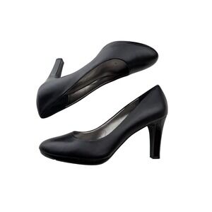 Anne Klein Pumps Black Leather Round Toe iFlex Corporate Chic Office Siren Sz 8